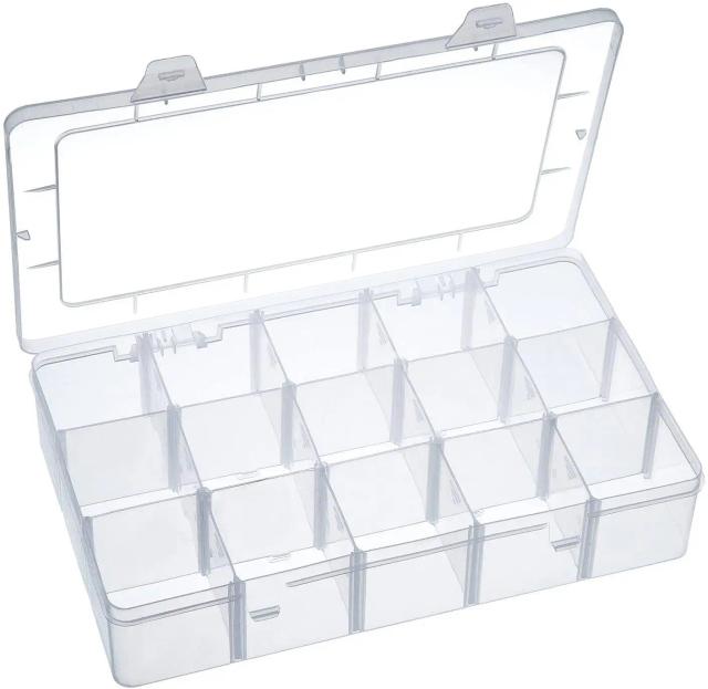 Caixa de Armazenamento Transparente com 15 Compartimentos para Organizar Washi Tape, Suprimentos de Arte e Adesivos
