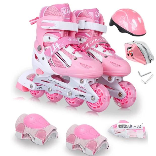Patins de Rolo Ajustáveis para Crianças com Conjunto Completo de Proteção e Capacete para Iniciantes