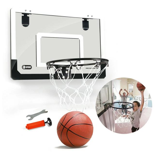 Conjunto de Placa de Basquete Suspensa com Rede Livre de Impacto e Suporte Transparente para Exercícios ao Ar Livre
