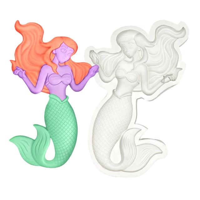 Molde do bolo do silicone da sereia, sugarcraft, chocolate, queque, fondant, ferramentas da decoração