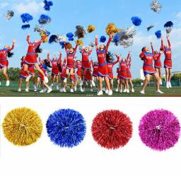 Pompons flâmula metálicos para dança de torcida, punho plástico, torcendo bola, decoração do clube, fornecimento do esporte, 1 pc, 1 par - Image 2