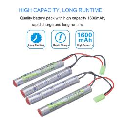 Lismkey-bateria para armas de airsoft, 2 peças, 2 s, 2 a, 3a, 9.6v, 1600mah, nunchuck, nimh, com mini tamiya, tm, src, jg - Image 5