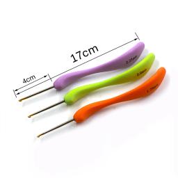 Conjunto de agulhas de crochê ergonômicas, 1.0-2.75mm, 8 peças, aço, com punho de borracha macia, colorido, amortecido, agulhas - Image 2