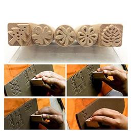 Olaria Embossing Tool Textura de madeira, Block Stamp for Polymer Clay Ceramic, DIY Emboss Modeling Tool, Selos de madeira - Image 5