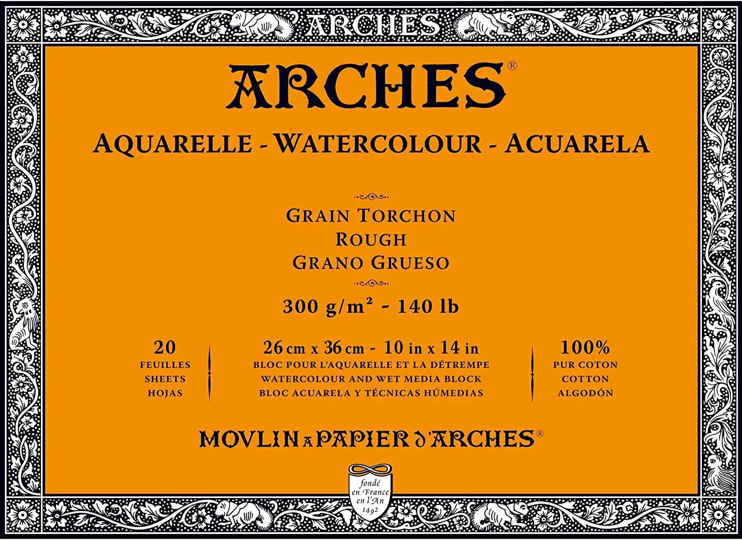 Bloco de Papel para Aquarela 100% Algodão com 20 Folhas 140lb 300gsm para Técnicas de Imprensa Quente e Fria