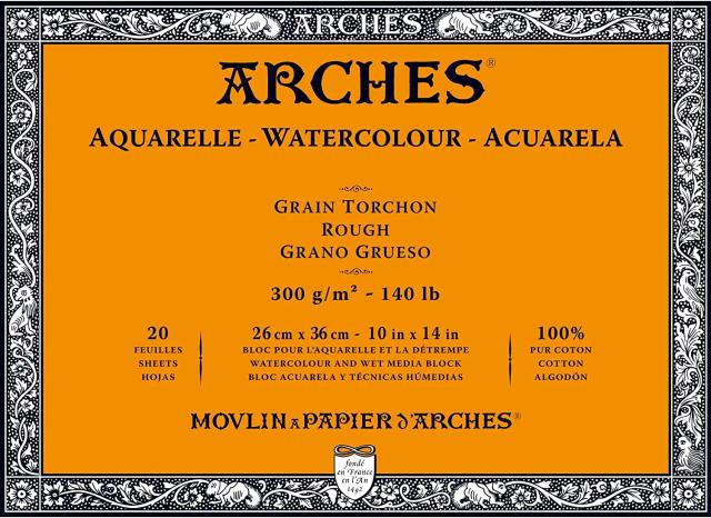 Bloco de Papel para Aquarela 100% Algodão com 20 Folhas 140lb 300gsm para Técnicas de Imprensa Quente e Fria