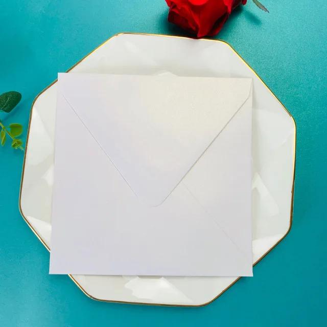 Convite de Casamento em Pérola com Impressão Floral Personalizada - Saco de Endereço de Retorno - 50 Unidades A7 (190x130mm, 120g)