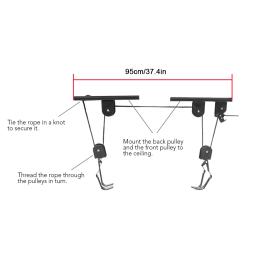 Bicicleta Grua Garagem Armazenamento Bike Lift Polia Sistema, Overhead Bike Rack, Cabide de teto, Heavy Duty, 60kg Rolamento - Image 4