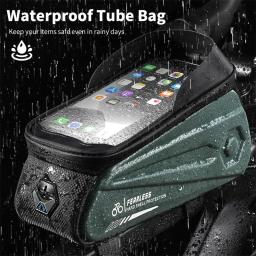 Oeste Biking-Saco À Prova D' Água Da Bicicleta, Telefone Bag, Sensitive Touch Screen, MTB Road Bike, Quadro Frontal, Acessórios de Ciclismo, 7,0" - Image 2