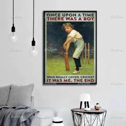 Poster do menino do críquete do vintage, impressões da arte da parede dos amantes do críquete, presente para o filho, jogador de críquete decoração da casa, decoração da sala do miúdo, taco de críquete - Image 3