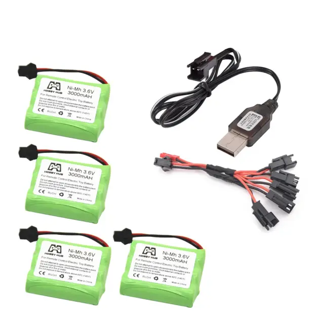 Bateria Recarregável Ni-MH AA 3.6V 3000mAh Ideal para Carros RC, Brinquedos e Modelos Náuticos