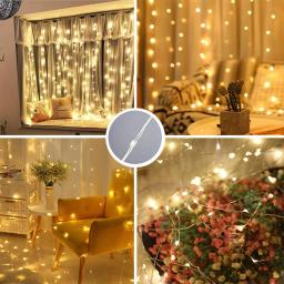 Cortina com luzes de led para decoração de casa, ano novo, decoração para festa de aniversário, casamento, chá de bebê, despedida de solteira - Image 4