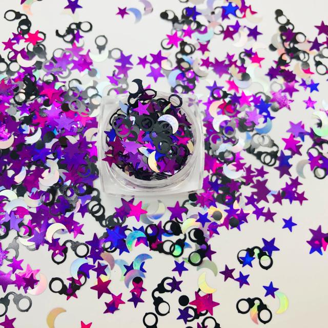 Decore seu Halloween: Lantejoulas com Estrelas e Lua, Acessórios DIY para Unhas e Scrapbook em Polímero
