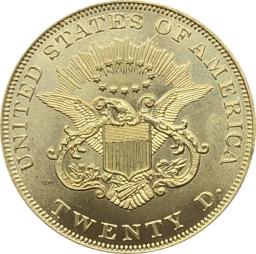 US No Motto Double Eagle 20 Dólares Moeda, 1851 1852 1853 1854 1855 1856 1857 1858 1860 1861 1862 1863 1864 1865, US - Image 4
