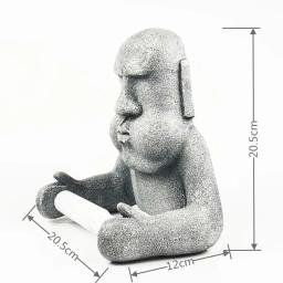 Montado na parede 3d ilha da páscoa moai toalete rolo de papel rack suporte tecido banheiro cozinha toalha prateleira armazenamento - Image 2