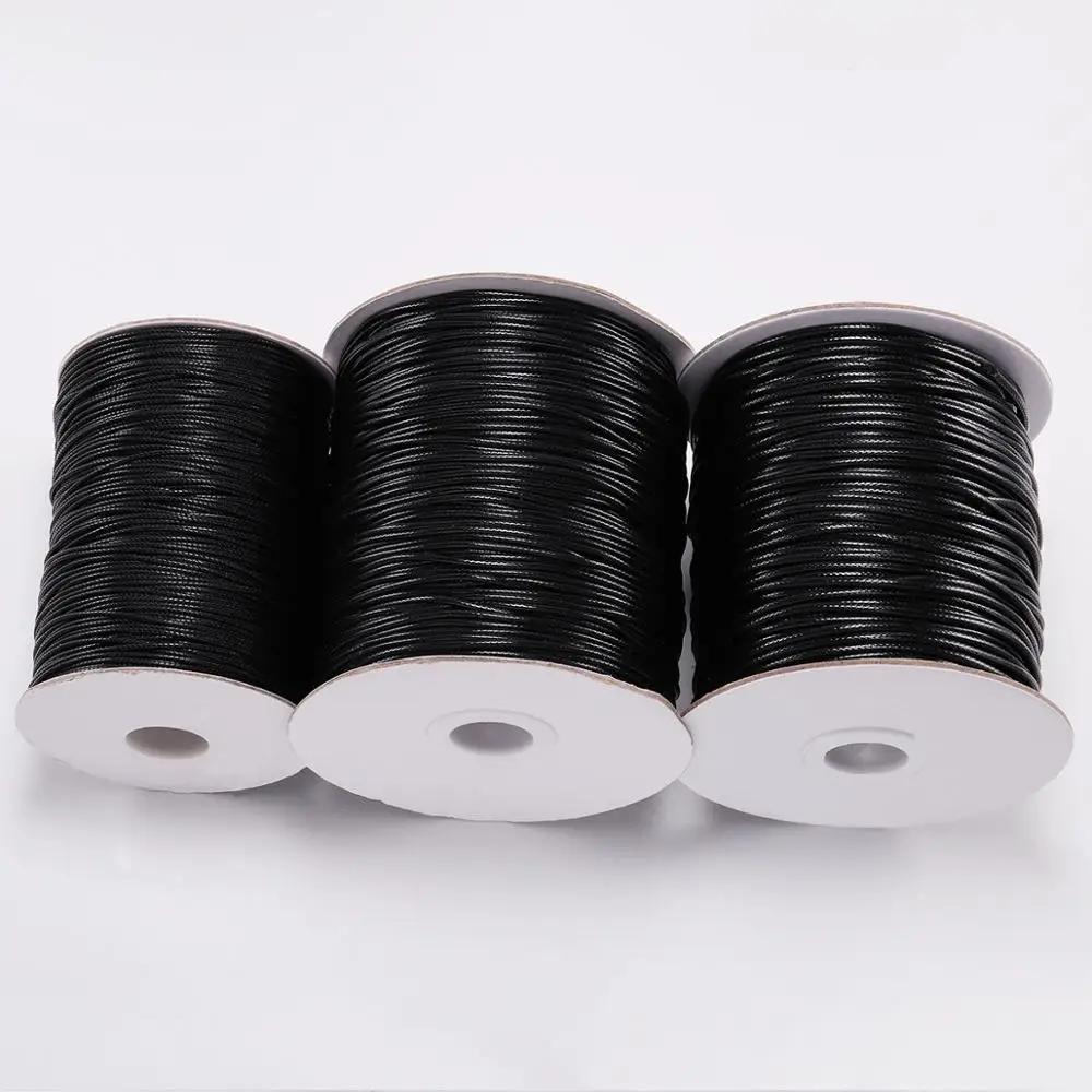 10 0.5 M/lot 0.8 1.0 1.5 milímetros Preto Encerado Algodão Cabo de Colar de Corda Cabo De Fio Beading Fit Artesanato DIY Para A Jóia Que Faz Fontes - Image 1