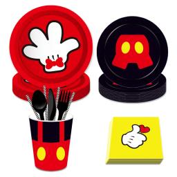 Kit decoração para festa infantil do mickey mouse, 8 pessoas, descartável, com prato, guardanapo, copo, toalha de mesa, utensílios para festa de aniversário - Image 2