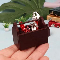 Mini Caixa De Ferramentas De Madeira Com Ferramentas De Reparação, Miniatura Modelo De Brinquedos Para Rapazes, Ferramentas Para Brincar, Jogos E Acessórios, Decoração De Bonecas, 1:12 - Image 2