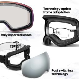 Copozz esportes ao ar livre óculos de esqui proteção uv400 máscara de esqui masculino feminino anti-nevoeiro grande rosto óculos de neve snowboard esqui - Image 3