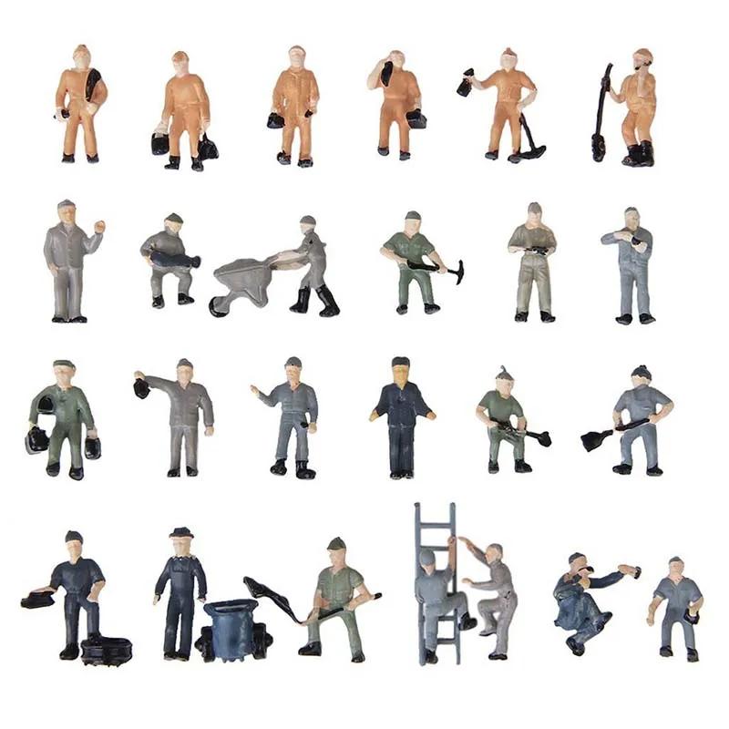 25 pces 1:87 figuras pintadas miniaturas de trabalhadores ferroviários com balde e escada - Image 1