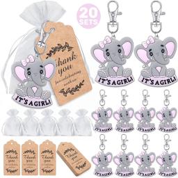 Um grupo de 20 bebês dá boas-vindas à festa para dar presentes, várias cores de bebê elefante Keychain + Transparent Hard Sandbag - Image 5