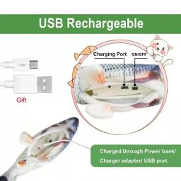 Gato carregador usb brinquedo peixe interativo elétrico floppy peixe gato brinquedo realista animais de estimação gatos mastigar mordida brinquedos suprimentos para animais de estimação gatos brinquedo do cão - Image 3