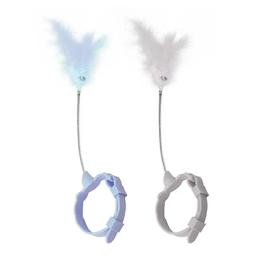 Varinha de brinquedo para gatos, brinquedo com penas falsas para provocar gatos, brinquedo interativo de primavera com coleira, suprimentos para gatos e gatos - Image 3