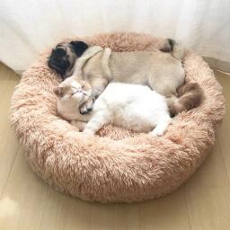 Cama do cão de estimação para o cão grande grande pequeno grande para casa do gato rodada sofá tapete de pelúcia produtos dropshipping pet calmante cama do cão cama donut - Image 1