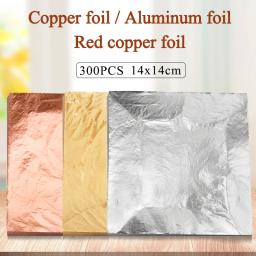 300 unidades/pacote folha de folha de ouro imitação folhas cobre folha alumínio 3 cores para arte artesanato costura prego crafting decoração teto - Image 1