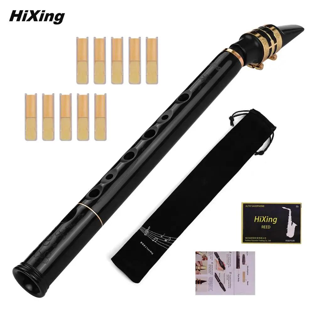 Hixing-Mini bolso saxofone, Material ABS, Sax e bocais, palhetas saco de transporte, instrumento de sopro, C Key, Muslady, 10pcs - Image 1