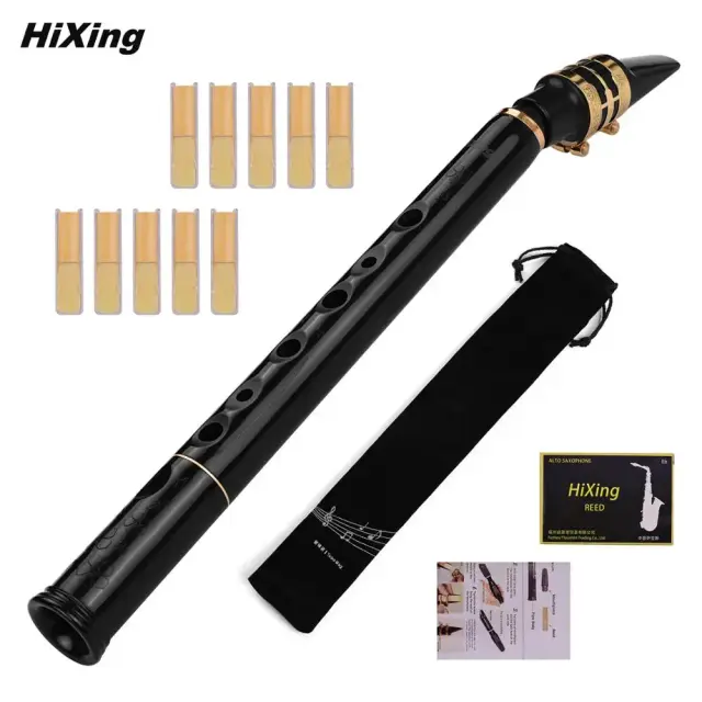 Hixing Mini Saxofone de Bolsa em ABS com 10 Peças: Inclui Bocais, Palhetas e Saco de Transporte em Dó Maior - Muslady