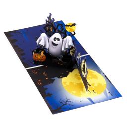 Cartões 3d destacáveis de halloween, bruxa, abóbora fantasma, cartão de visita, com envelope para festa de halloween, presente, cartão postal - Image 1