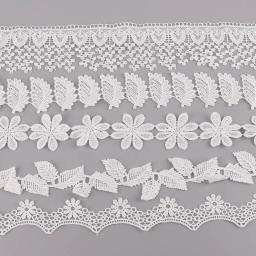 Fita bordada artesanal de poliéster, material para retalhos, renda branca, fita para tecido, faça você mesmo, artesanato, acessórios de costura, vestuário, 1 jarda - Image 3