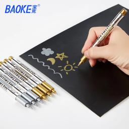 Baok caneta marcadora de metal, caneta marcadora de metal à prova d'água para artesanato, 6 cores ouro e prata de 1.5mm, materiais para estudantes - Image 4