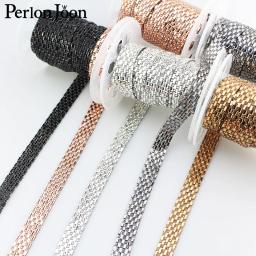 Guarnição de fita de strass para decoração de vestido, fita de ferro, apliques de ferro, vidro preto e dourado, arranjo de cristal, TR099, 1 jarda - Image 6