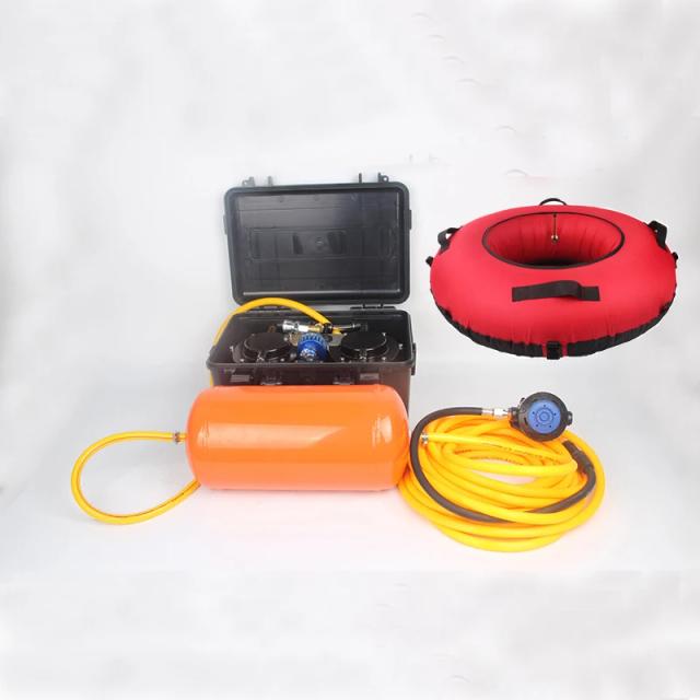Conjunto Completo de Mergulho ZC70PTB: Hookah, Compressor de 12V, Tanque de Ar e Boia