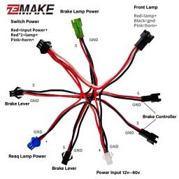 Bicicleta elétrica mais recente 24/36/48v/60v farol dianteiro cauda traseira luzes de advertência led noite spotlight farol ciclismo ebike zemake - Image 6