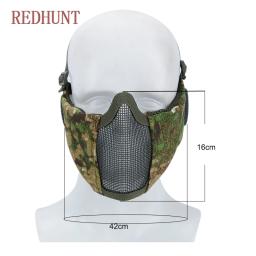 Airsoft tático meia máscara facial militar respirável paintball máscara protetora malha máscara de arame de aço para a caça tiro - Image 3