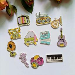 50 peças misturadas instrumentos musicais 2 furos botões de madeira natural decorativo scrapbooking acessórios de costura para artesanato - Image 3