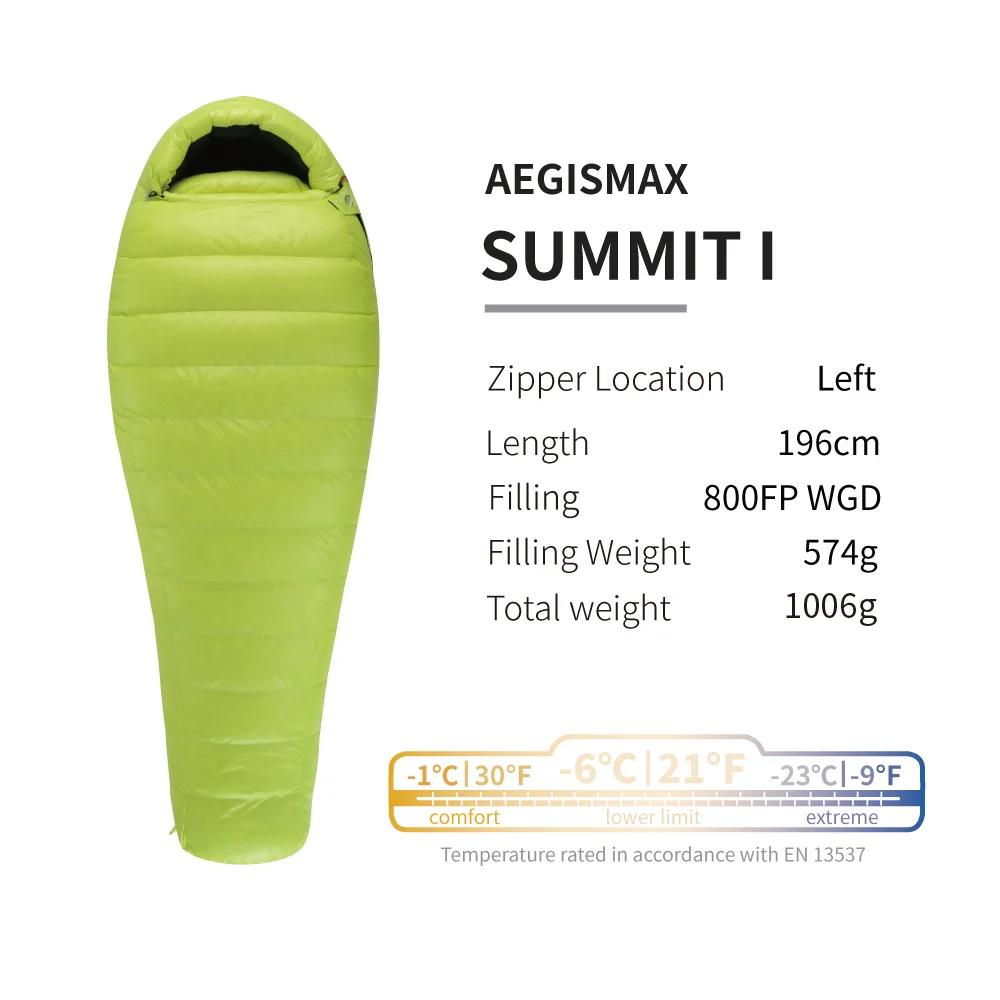 Aegismax summit1 série inverno acampamento ao ar livre ultraleve ganso para baixo à prova dwaterproof água náilon adulto tourisr saco de dormir múmia tipo - Image 1