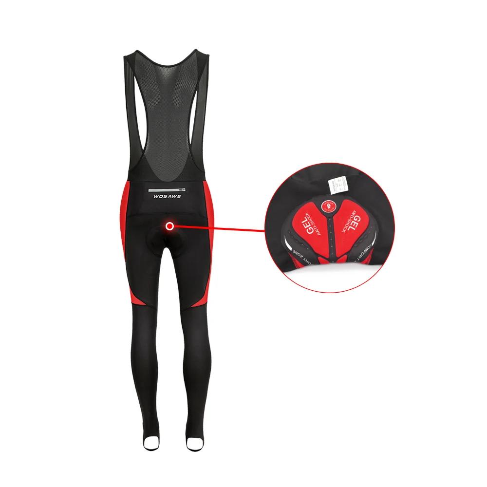 WOSAWE-Inverno Velo Térmico Ciclismo Calças Bib, Mountain Bike Zipper Calças Justas, Pro Team Gel Acolchoado Calças Compridas, MTB Calças - Image 1