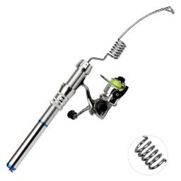 Portátil Vara De Pesca De Aço Inoxidável, Mini Roda De Giro, Kit De Carretel, Rio, Lago, Pólo De Pesca De Gelo, Acessórios - Image 1