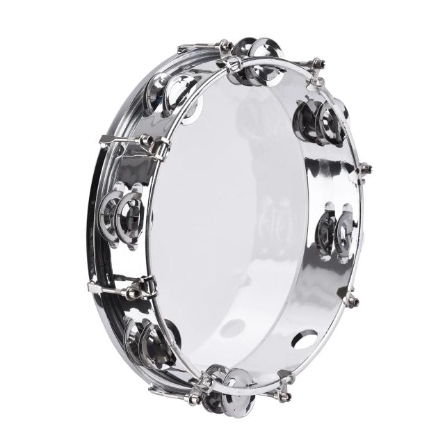 Tamborim Muslady 8/10 Polegada com Dupla Fileira de Jingles - Instrumento de Percussão para Aulas de Música