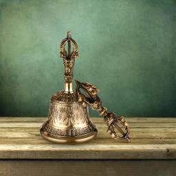 Sino de bronze budista tibetano, sino de mão com preenchimento vajra para meditar yoga, oração e rites budistos tibetanos - Image 4