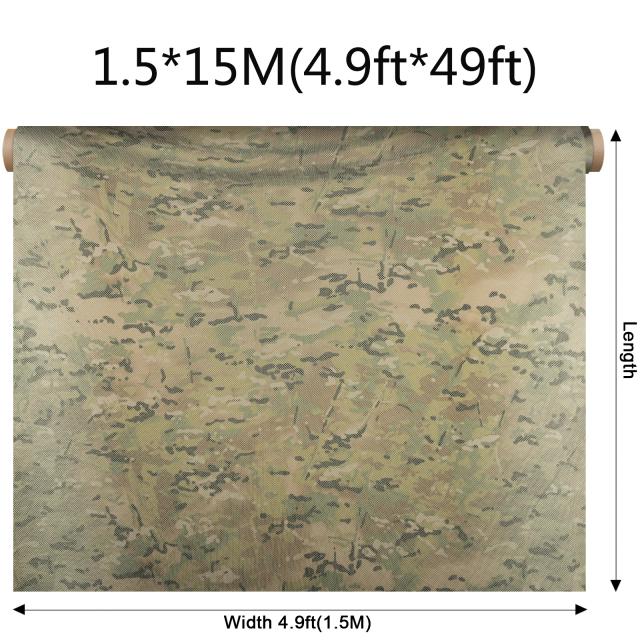 Rede de Camuflagem Multifuncional para Camping e Caça, 1,5m de Largura, com Visibilidade e Resistência 300D