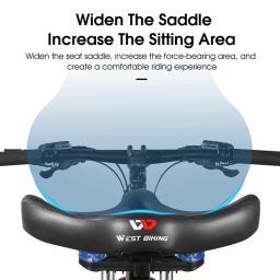 West bike-selim de bicicleta com lanternas traseiras, assento ergonômico, tamanho grande, para mtb, respirável, à prova de choque, para ciclismo - Image 2