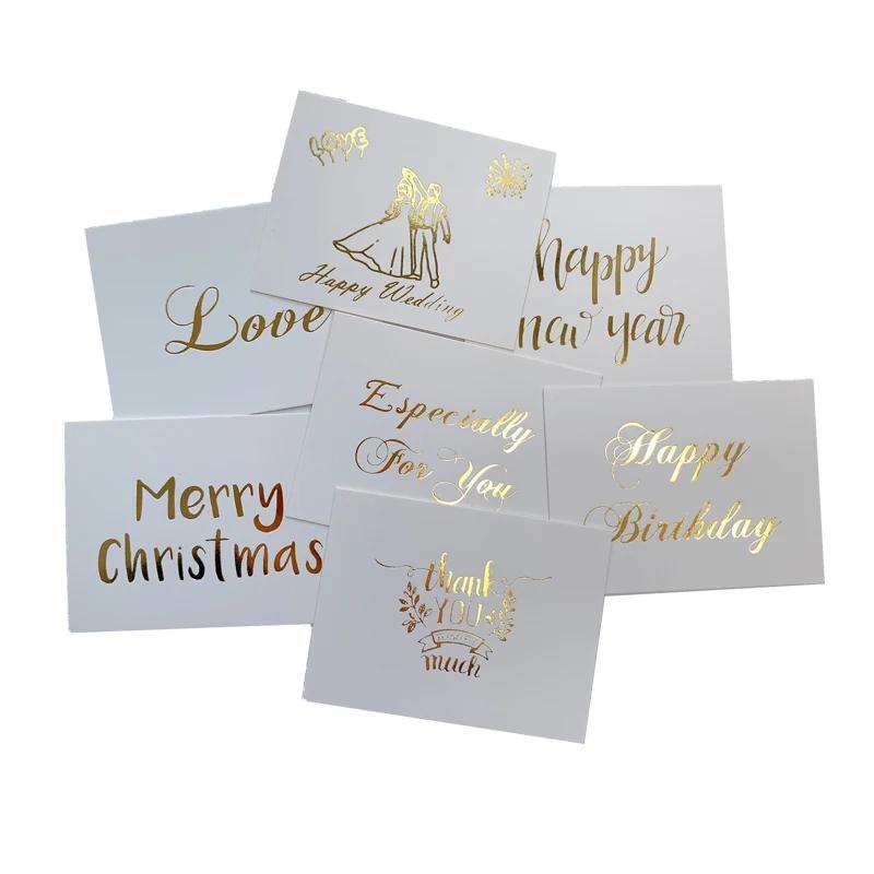 40 Pçs/lote Mini cartão de agradecimento Cartão de ouro design simples Scrapbooking do convite da festa de Presente De Aniversário Cartão Cartões de Mensagens - Image 1