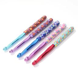 5 pçs colorido plástico macio lidar com ganchos de crochê de alumínio agulhas de tricô conjunto 6.5-10mm crochê para tecer agulhas de costura ferramenta - Image 1