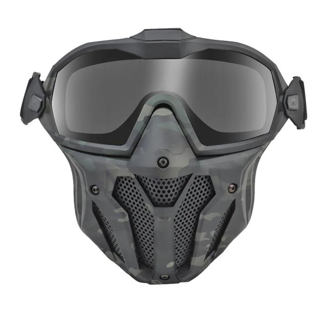 Máscara tática de airsoft com ventilador anti-nevoeiro e proteção completa para paintball e tiro CS