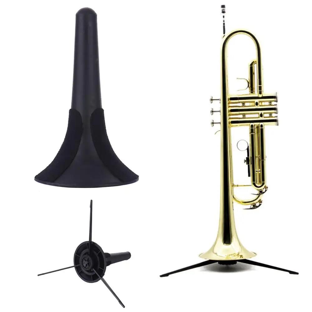 Tripé trompete dobrável portátil, suporte de metal, perna de instrumento, acessórios, instrumento musical, acessório, plástico preto - Image 1